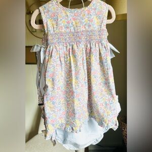 Smocked Floral Sundress with Side Tie and short